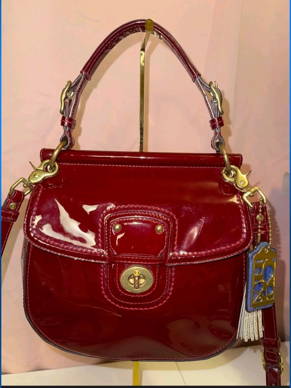COACH Legacy Willis 21244 Crimson Patent Leather Crossbody ❤️